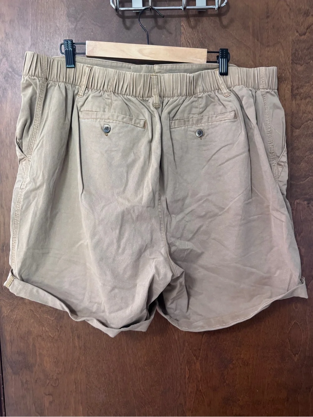 Old Navy Women's Flat Front elastic back  Rolled Hem Shorts - Tan
